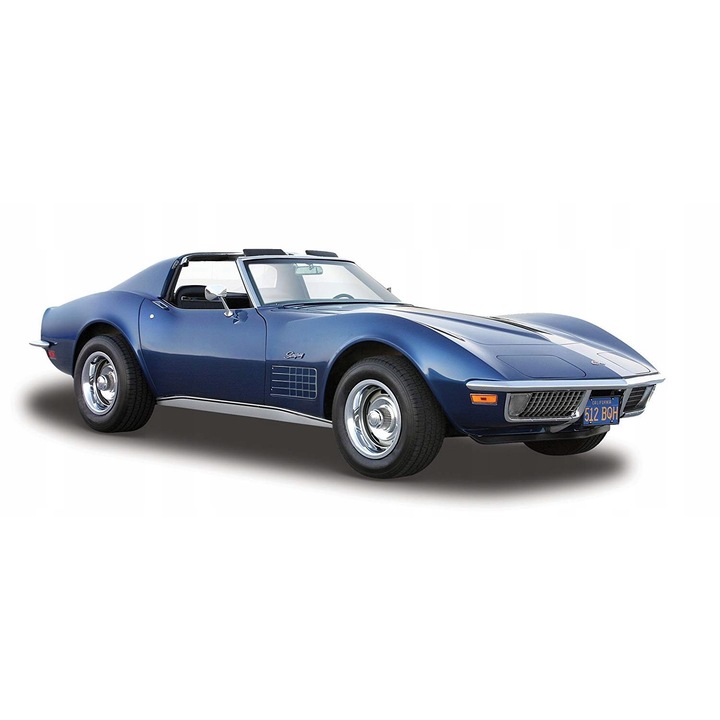 Modell autó, Masito, fém, kék, Chevrolet Corvette 1970