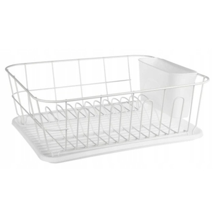 Scurgator de vase cu suport, Galicja, Metal, 37x33x13.5cm, Alb