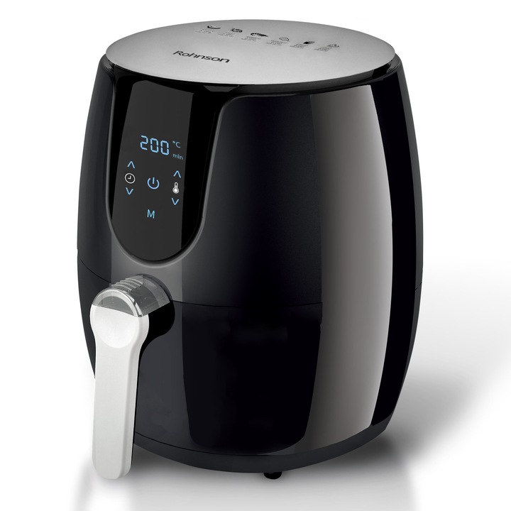 Friteuza Hot Air Fryer Rohnson R2829, 1400W, 6 programe automate, volum recipient 3.2L, temporizator, setare 80-200 ° C, oprire automata, picioare antiderapante, protectie supraincalzire