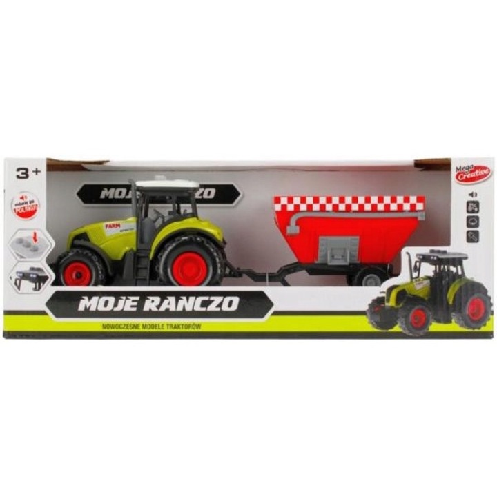 Трактор с ремарке, Mega Creative, Пластмасов, Многоцветен