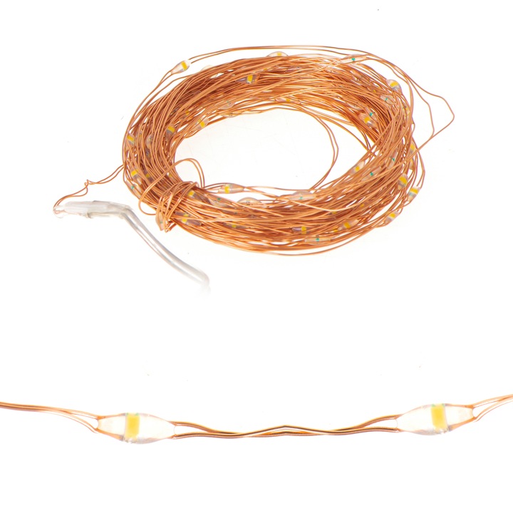 Fénycső, Távirányítóval, 100 LED, 10 m, Meleg fehér