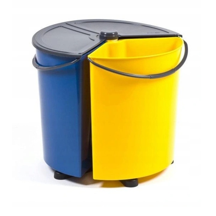 Cos de gunoi rotativ, Mika, Pentru sortarea deseurilor, 3 Compartimente, 3x11.7 L, Multicolor