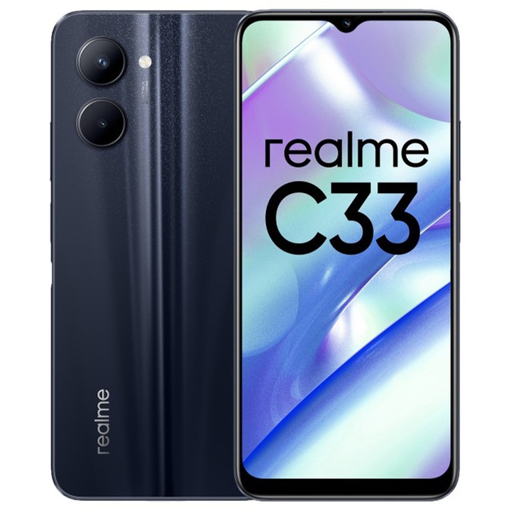 Мобилен телефон Realme C33, 4G, 128GB, 4GB RAM, Dual-SIM, Night Sea