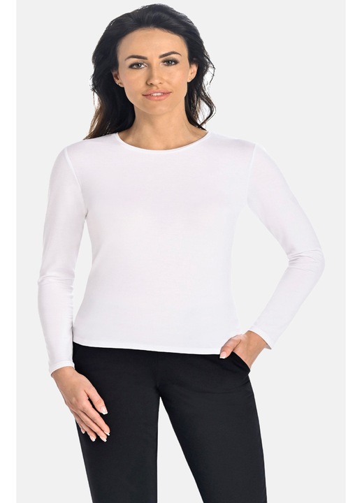 Bluza cu maneca lunga pentru femei, Aria, Teyli, alb, XS