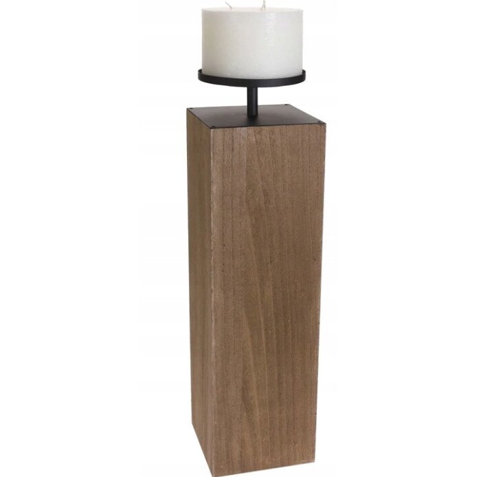 Suport de lumanare, Koopman, Lemn, 56 cm, Maro/Negru