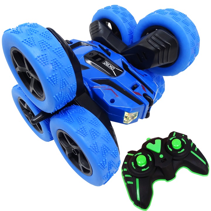 Masina Albastra cu 6 roti, Telecomanda, Faruri luminoase si Acumulator, Salamandra Kids