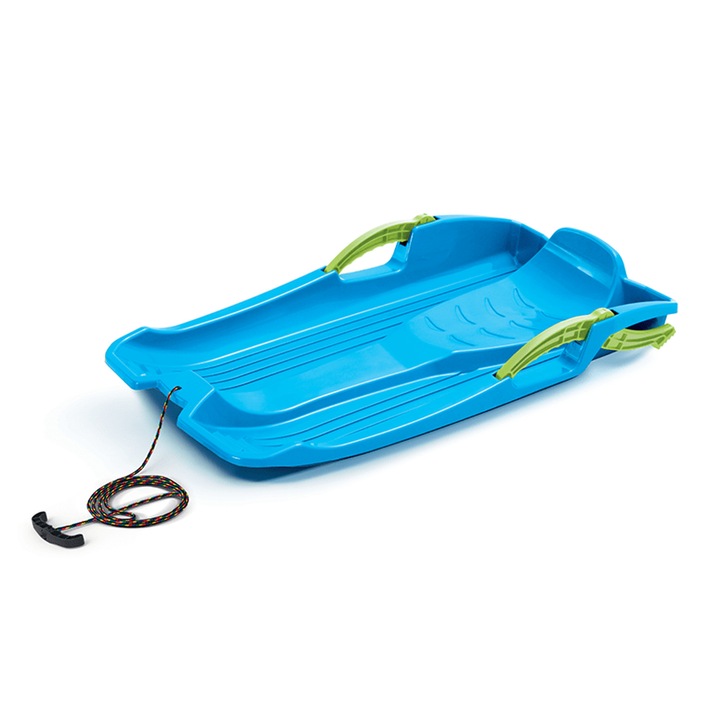 Sanie din plastic cu frana Prosperplast Hornet, material rezistent la frig, cu franghie, 80x40x11.5 cm, albastru