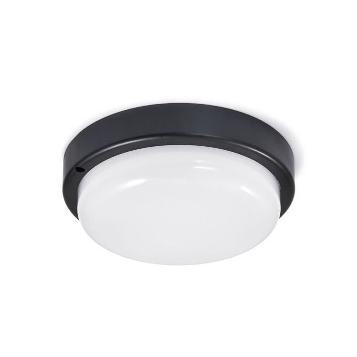 Кръгъл плафон, LVT, 12W, Неутрално бял, 4500K, Черен