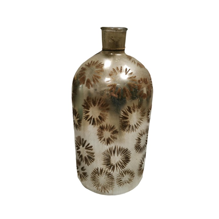 Декоративна ваза, Kaemingk, стъкло, 52 см, кафяво/златно