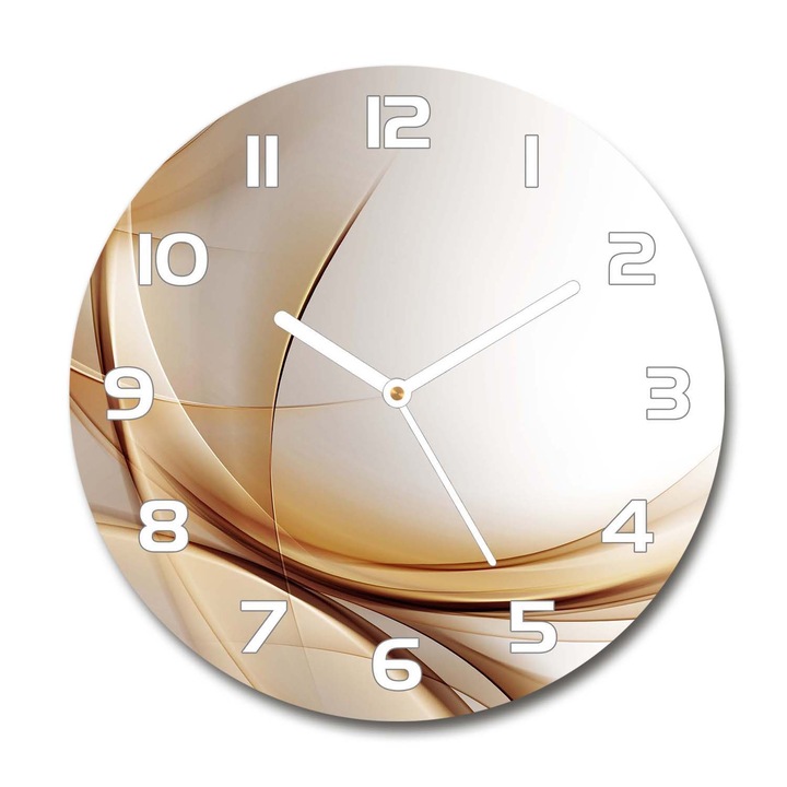 Ceas de perete. de sticla. valuri abstracte. Bej. Rotund Ø30 cm. 79976073