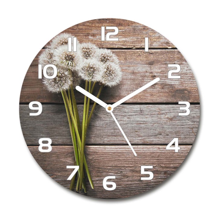 Ceas de perete. de sticla. papadie. Maro. Rotund Ø30 cm. 66080612