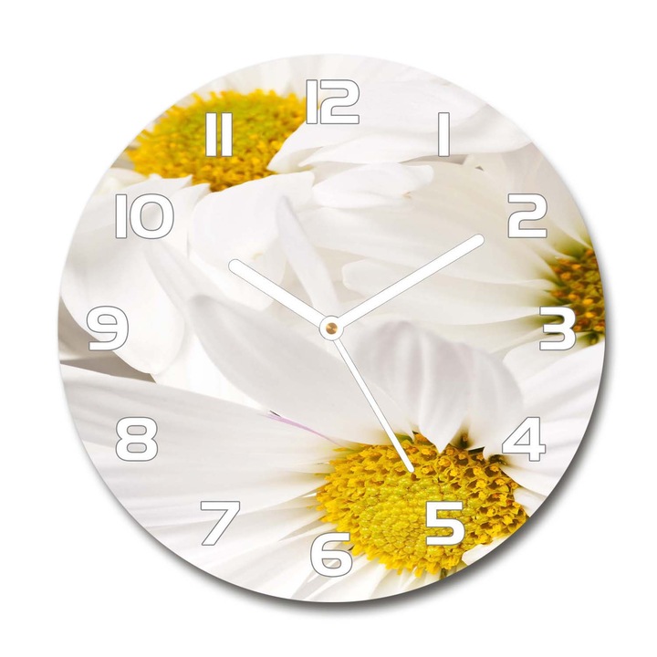 Ceas de perete. de sticla. margareta. Galben. Rotund Ø30 cm. 96108526