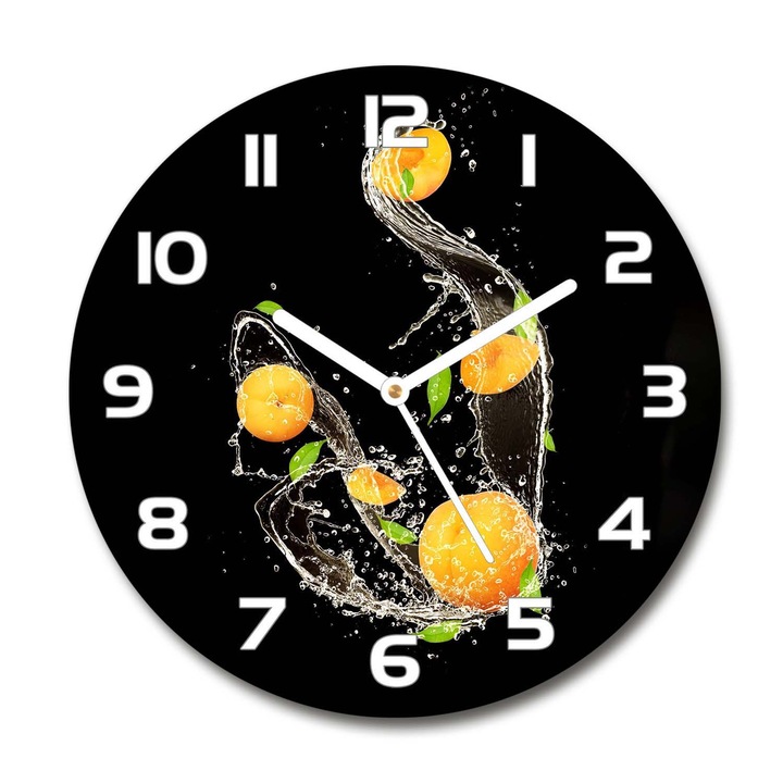 Ceas de perete. de sticla. apa de caise. Portocaliu. Rotund Ø30 cm. 47488007