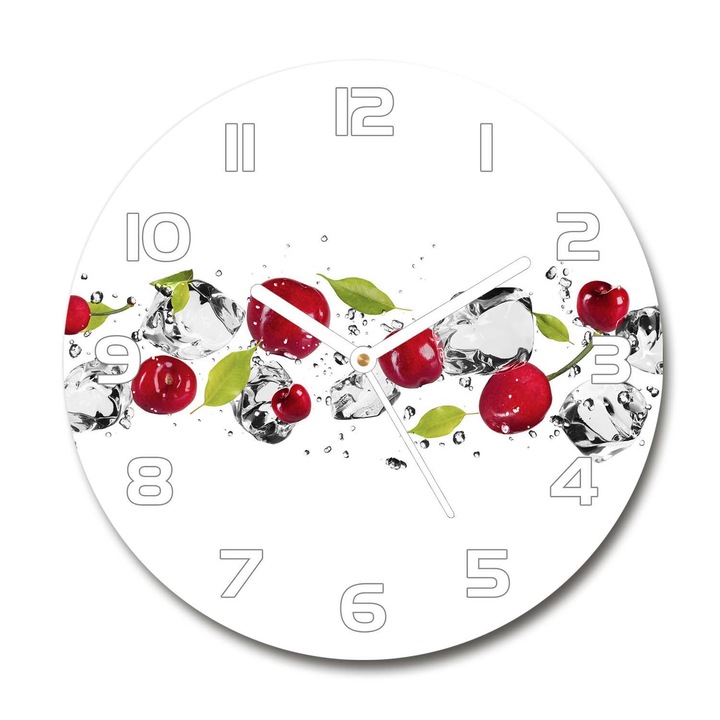 Ceas de perete. de sticla. apa de cirese. Rosu. Rotund Ø30 cm. 52519175