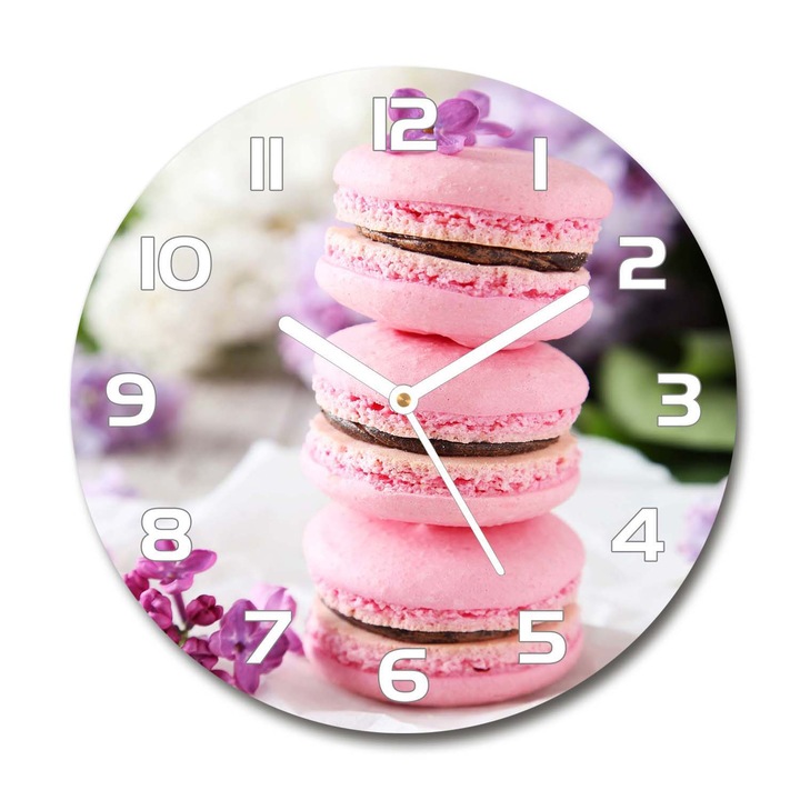Ceas de perete. de sticla. cookie-uri. Roz. Rotund Ø30 cm. 84036856