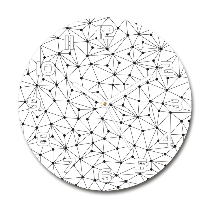 Ceas de perete. de sticla. linii cercuri. Negru. Rotund Ø30 cm. 70814353