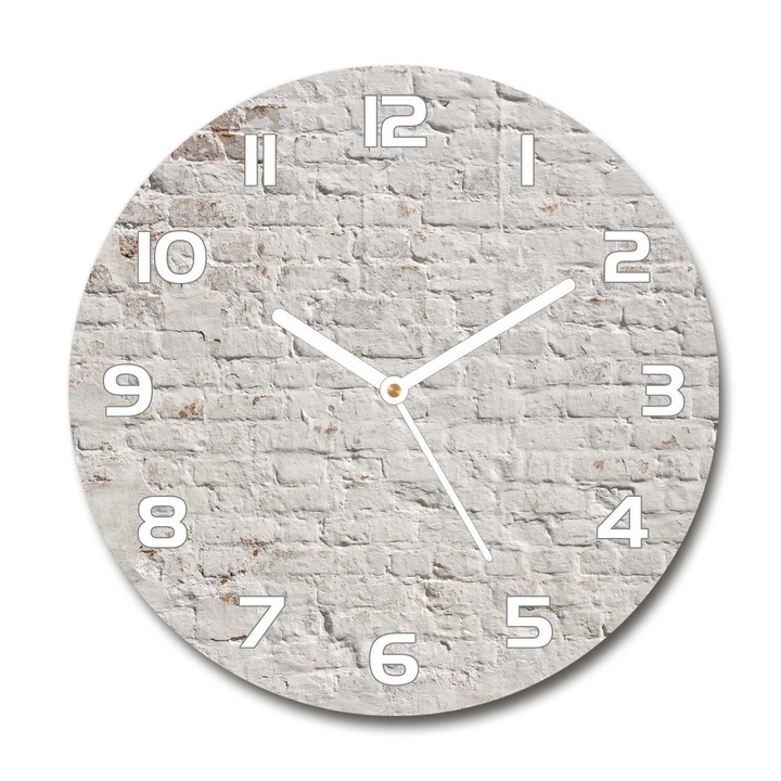 Ceas de perete. de sticla. zid de caramida. Alb. Rotund Ø30 cm. 65798777