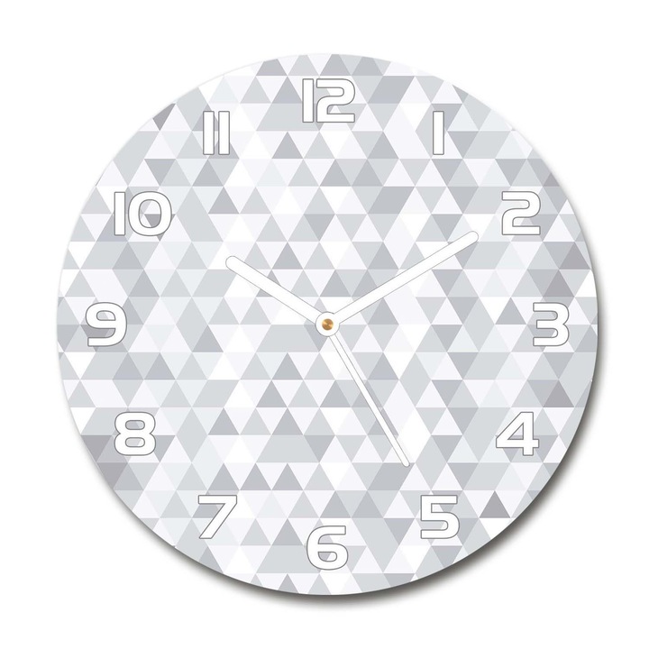 Ceas de perete. de sticla. triunghiuri. Gri. Rotund Ø30 cm. 77999938