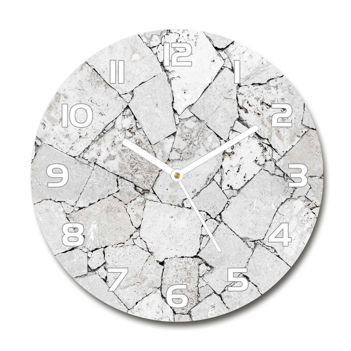 Ceas de perete. de sticla. perete de piatra. Alb. Rotund Ø30 cm. 77063653