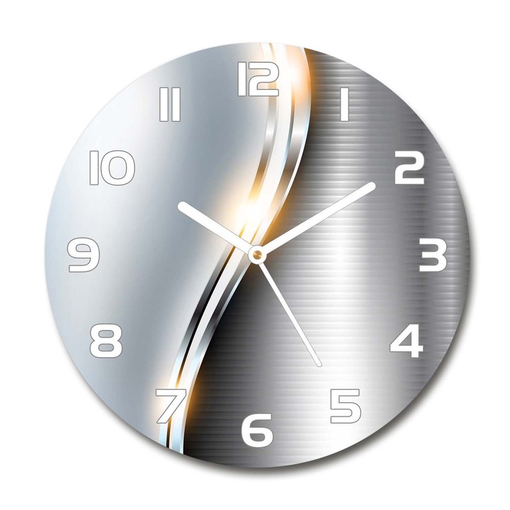 Ceas de perete. de sticla. unda curba de textura. Gri. Rotund Ø30 cm. 97731386