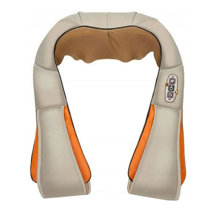 Aparat pentru Masaj Umeri si Gat EDAR cu Infrarosu, Miscare Circulara, 24W, Alimentare la Priza, Maro Deschis