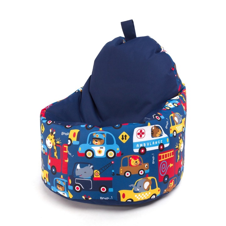 Kényelmes fotel, Ecopuf, poliészter, 70 x 75 cm, sötétkék