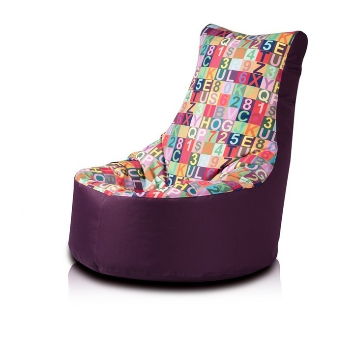 Fotoliu scaun puf Ecopuf Seat L, ergonomic, confortabil, modern, din poliester rezistent, ideal pentru interior, camera tineret, 80 x 85 cm, usor de intretinut, pentru copii si antialergic