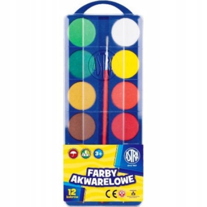 Akvarell paletta 12 szín + ecset, Astra, Multicolor