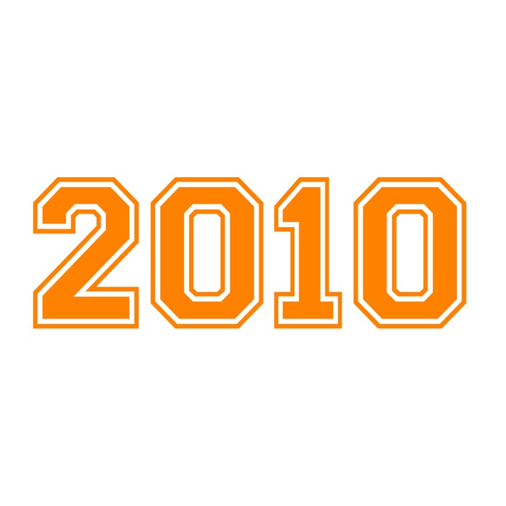 Sticker decorativ perete, auto si geam, Anul 2010, Portocaliu, 40 cm