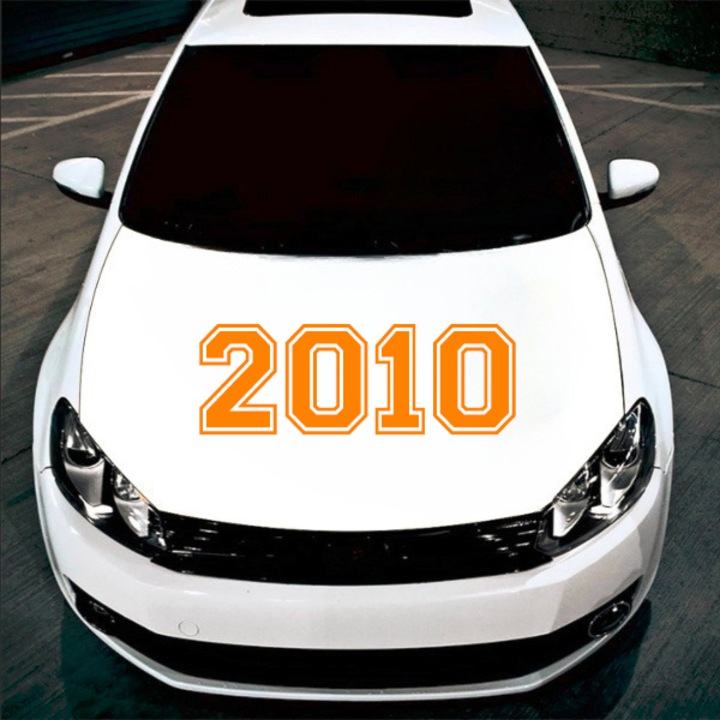 Sticker decorativ perete, auto si geam, Anul 2010, Portocaliu, 40 cm