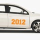 Sticker decorativ perete, auto si geam, Anul 2012, Portocaliu, 40 cm