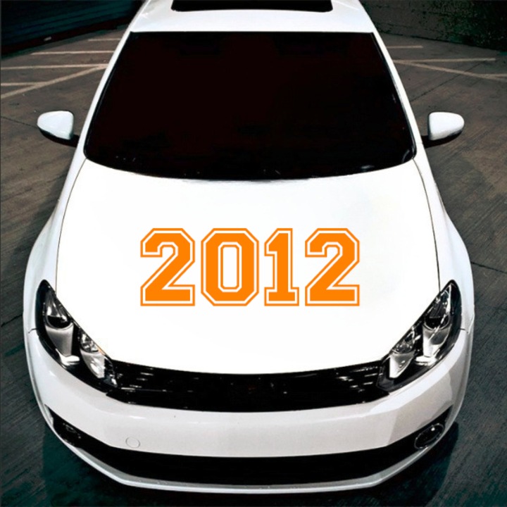 Sticker decorativ perete, auto si geam, Anul 2012, Portocaliu, 40 cm
