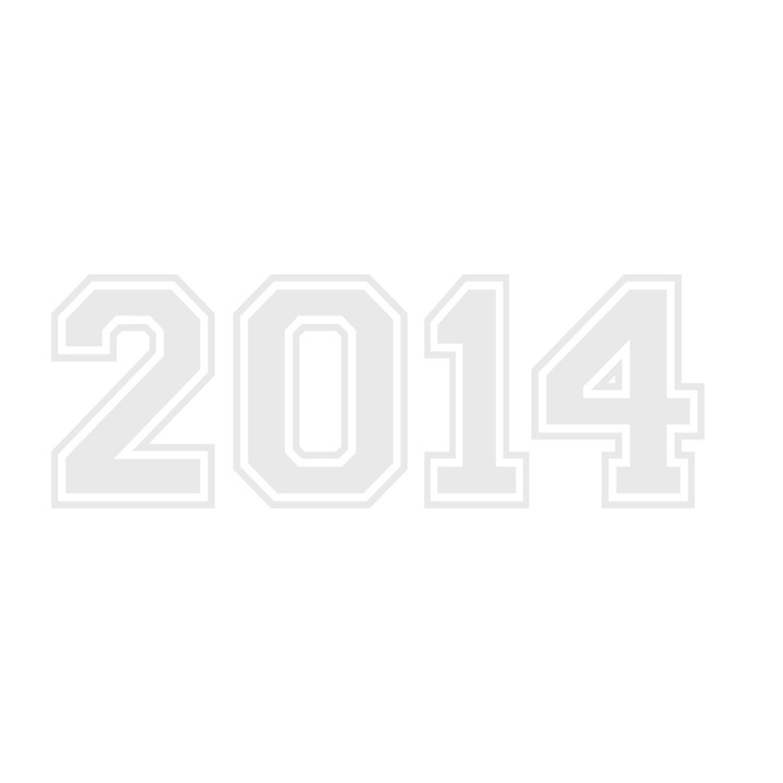 Sticker decorativ perete, auto si geam, Anul 2014, Alb, 40 cm