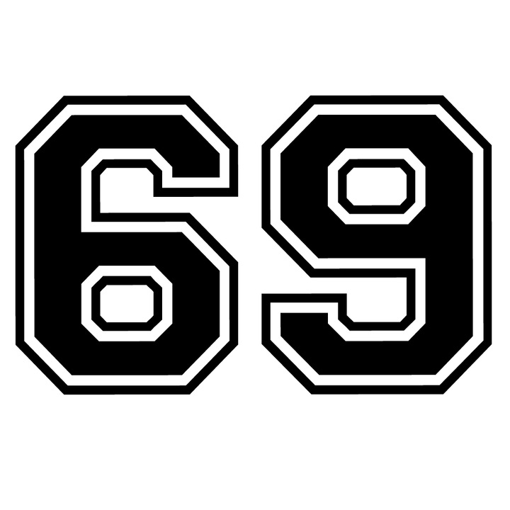 Декоративен стикер, за стена, кола и прозорец, номер 69, черен, 30 см