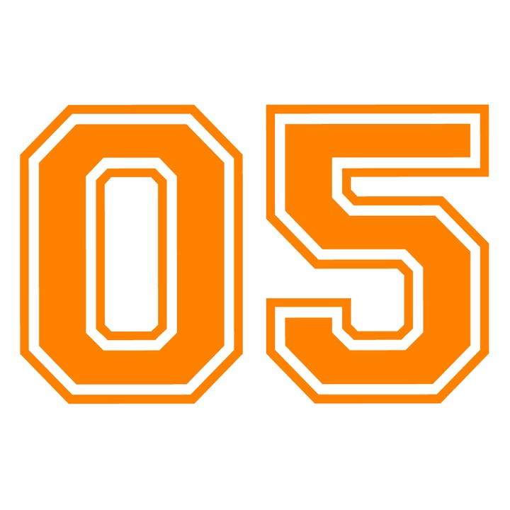 Sticker decorativ perete, auto si geam, Numarul 5, Portocaliu, 40 cm