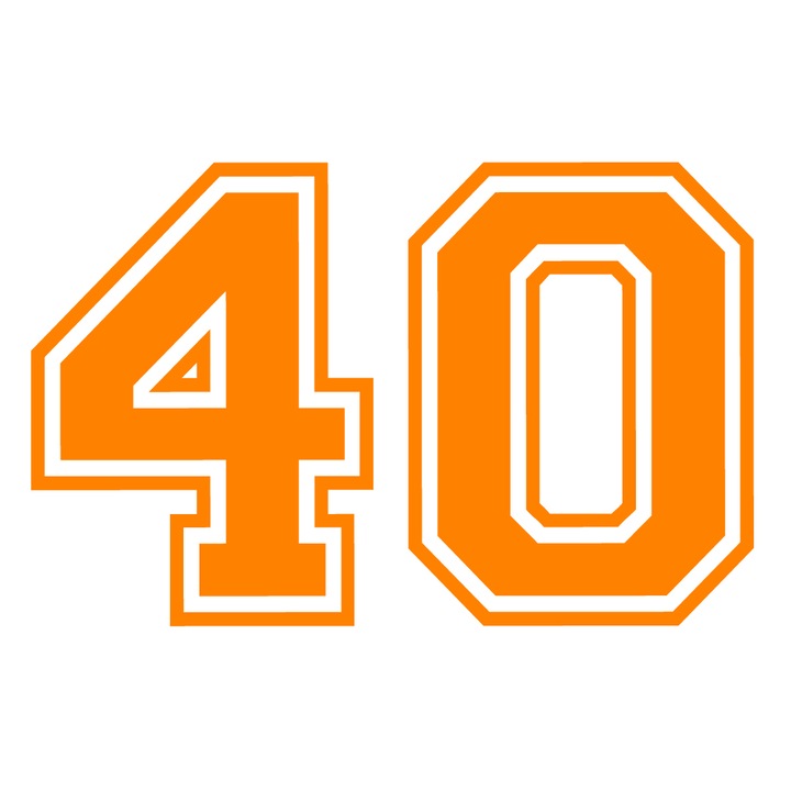 Sticker decorativ perete, auto si geam, Numarul 40, Portocaliu, 40 cm