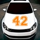 Sticker decorativ perete, auto si geam, Numarul 42, Portocaliu, 40 cm