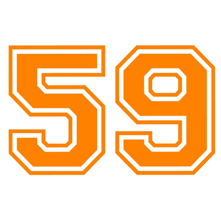 Sticker decorativ perete, auto si geam, Numarul 59, Portocaliu, 40 cm