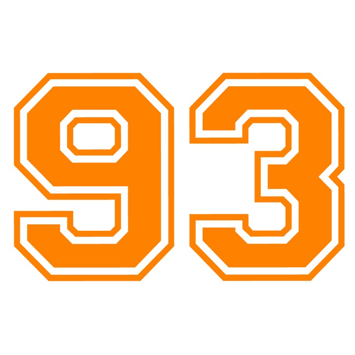 Sticker decorativ perete, auto si geam, Numarul 93, Portocaliu, 40 cm