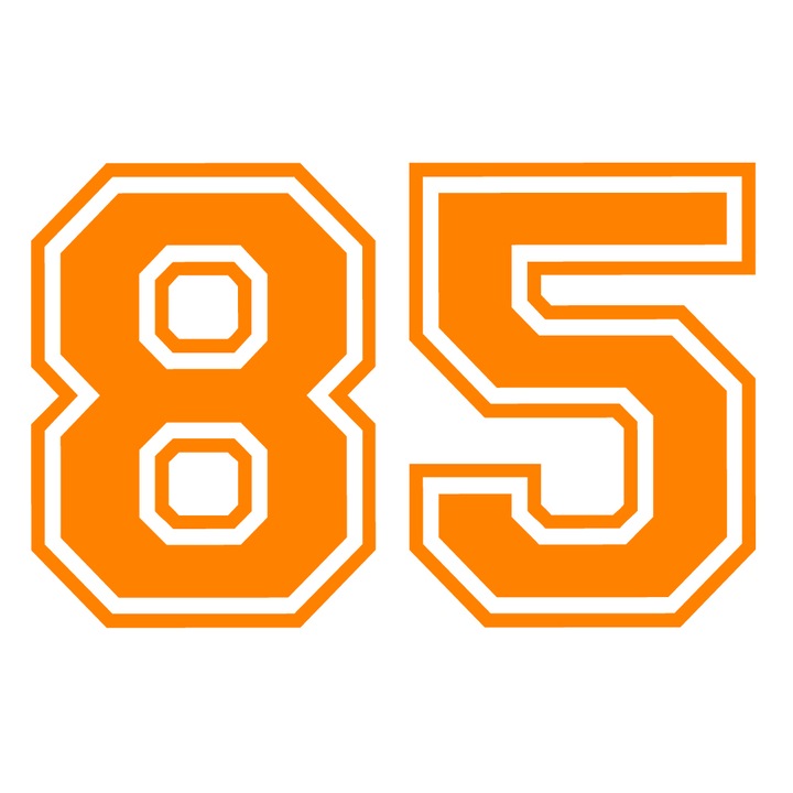 Sticker decorativ perete, auto si geam, Numarul 85, Portocaliu, 40 cm