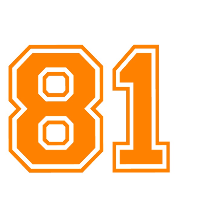 Sticker decorativ perete, auto si geam, Numarul 81, Portocaliu, 40 cm