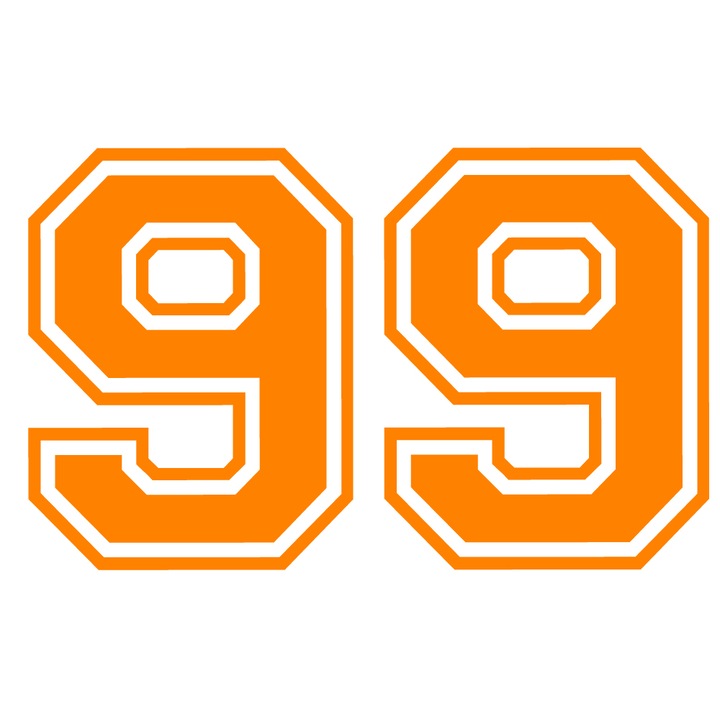 Sticker decorativ perete, auto si geam, Numarul 99, Portocaliu, 40 cm