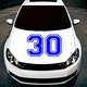 Sticker decorativ perete, auto si geam, Numarul 30, Albastru, 50 cm