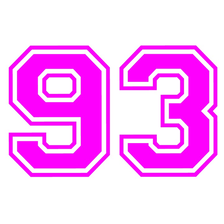Sticker decorativ perete, auto si geam, Numarul 93, Roz, 50 cm