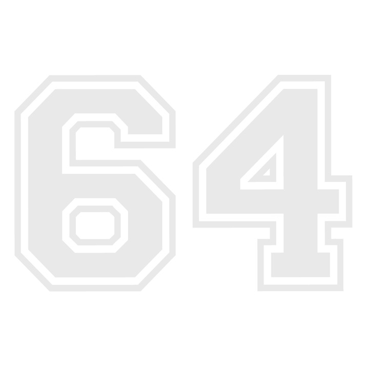 Sticker decorativ perete, auto si geam, Numarul 64, Alb, 40 cm