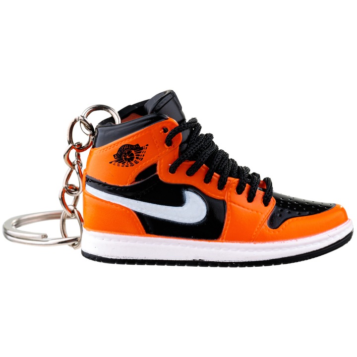 Kulcstartó, Nike Air Jordan, 3D figura, 50x30 mm, gumiból és pvc-ből, kézzel készített és festett, Narancs