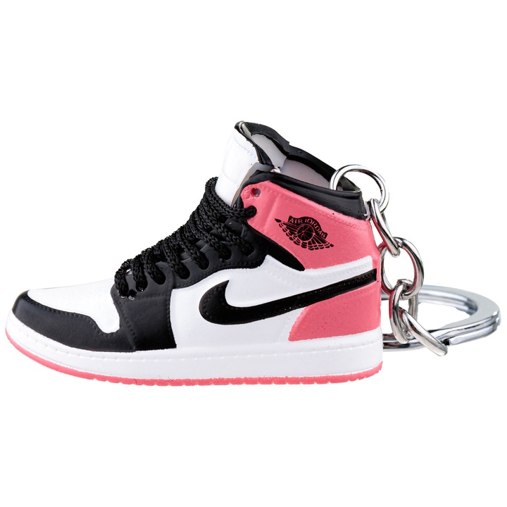 Kulcstartó, Nike Air Jordan, 3D figura, 50x30 mm, gumiból és PVC-ből, kézzel készített és festett, hot pink