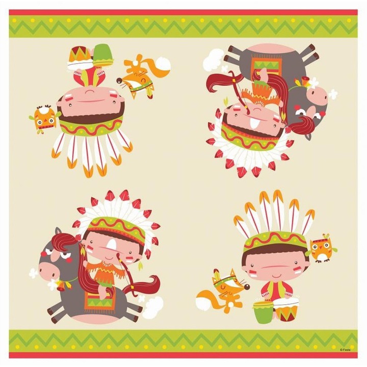 Set 20 servetele de petrecere, Amscan, Model indian, 33 x 33 cm