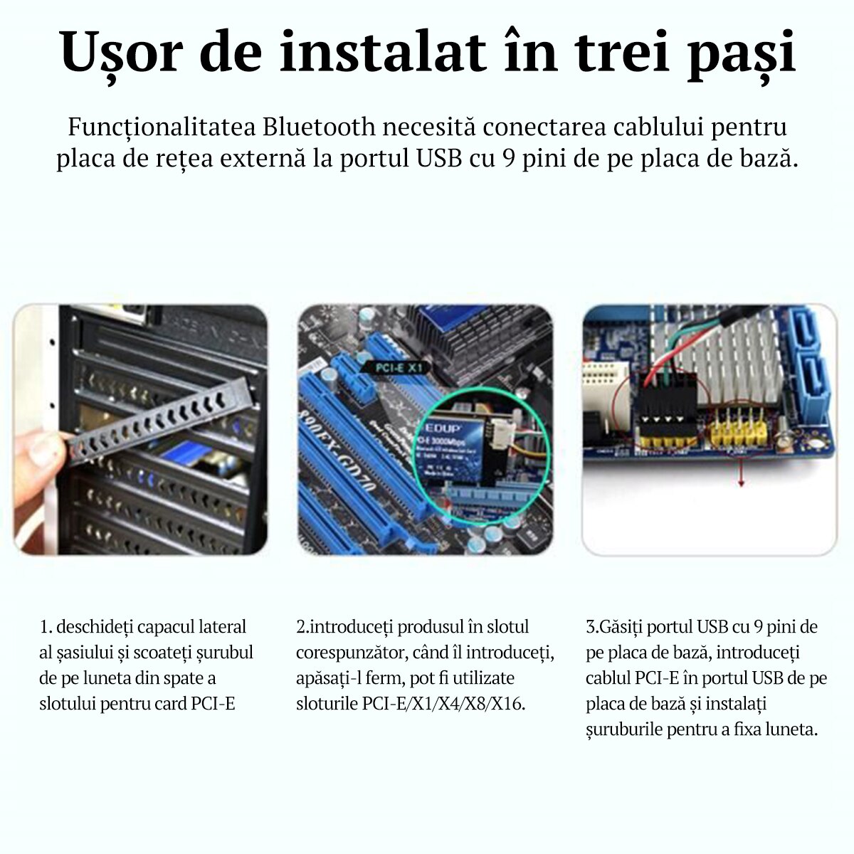 Placa De Retea Wireless AX3000 SDLOGAL Bluetooth 5 2 Wi Fi 6 PCIe 