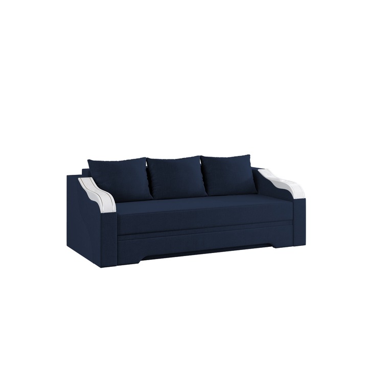 Canapea Julia, extensibila, lada depozitare, stofa, 230 x 106 x 80 cm, Albastru